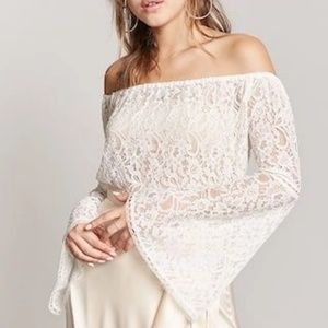 Forever 21 off shoulder crochet lace top